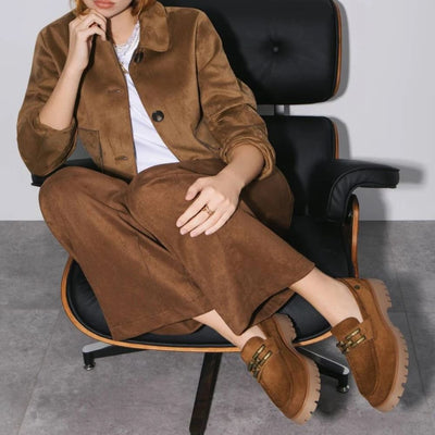 Womens Xti 144459 Camel Suede Chunky Loafers - Camel