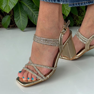 Womens Redz 3132 Heeled Sandals - Gold