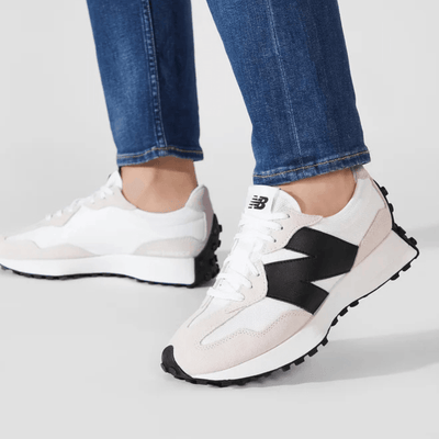 Womens New Balance 327 Suede Trainers - White with Black