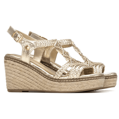 Womens Xti 145456 Gold Espadrille Wedge Sandals - Gold