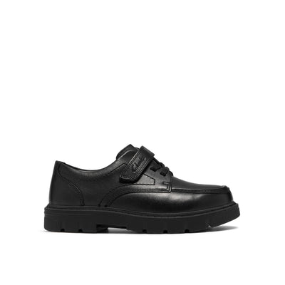 Boys Clarks Lorcam Lane Kid Black School Shoes - Black