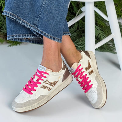 Womens Teddy Smith 120598 White and Grey Stripe Trainers - White