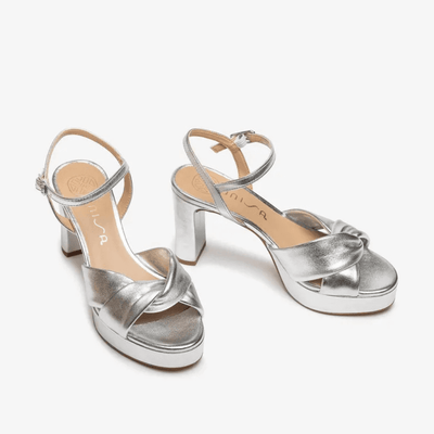 Womens Unisa Onoa Twist Front Platform Heels - Silver