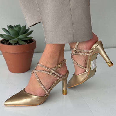 Womens Kate Appleby Hursley Criss Cross Diamante Strapped Heels - Gold