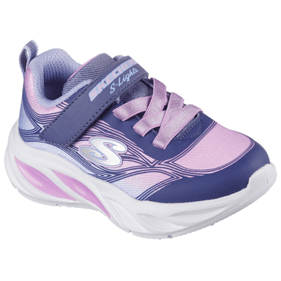 Girls Skechers S-Lights Cosmic Glow Trainers - Navy Lilac