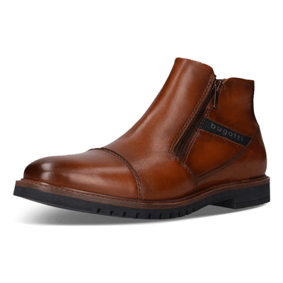 Mens Bugatti 8373Q Cognac Ankle Boots - Cognac