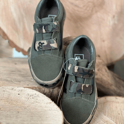 Vans Juniors Old Skool Velcro Trainers - Green/Camo - Green Camo