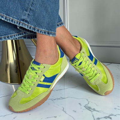Womens Xti 145059 Pistachio Green and Blue Suede and Nylon Trainers - Pistachio