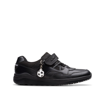 Boys Clarks Daze Kick Kid Black School Shoes - Black