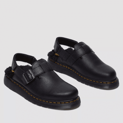 Womens Dr Martens Jorge II Black Ambassador Faux Fur Lined Mules - Black