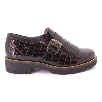Womens Pitillos 11560 Burgundy Platform Loafers - Burgundy