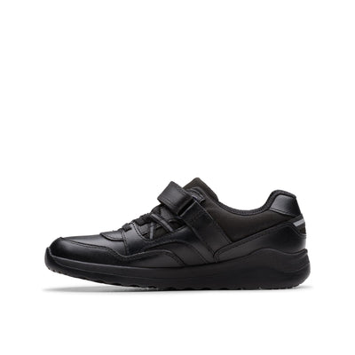 Boys Clarks Daze Kick Kid Black School Shoes - Black