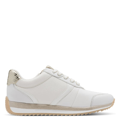 Womens Tamaris Comfort 83734 White And Gold Side Zip Trainers - White And Gold