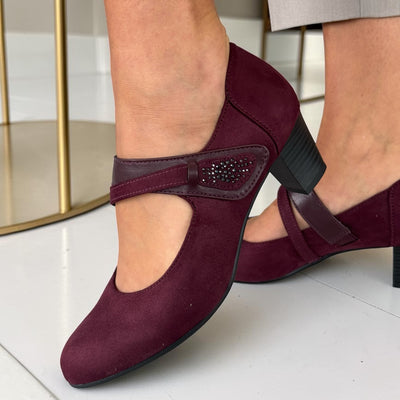 Womens Jana 24464 Mary Jane Heels - Bordeaux