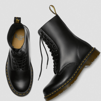 Womens Dr Martens 1490 10 Eyelet Smooth Leather Mid Calf Boot - Black
