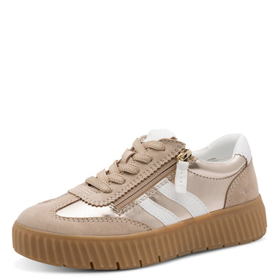 Womens Tamaris Comfort 83729 Light Gold Combination Side Zip Trainers - Light Gold Combination