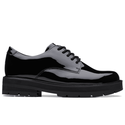 Girls Clarks Prague Lace School Shoe - Black