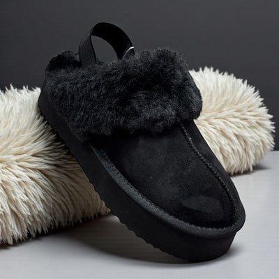 Womens Xti 144440 Faux Fur Lined Platform Mules - Black