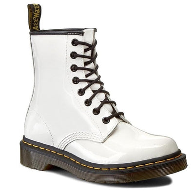 Womens Dr Martens 1460 Hair Lace Up Boots - White Patent