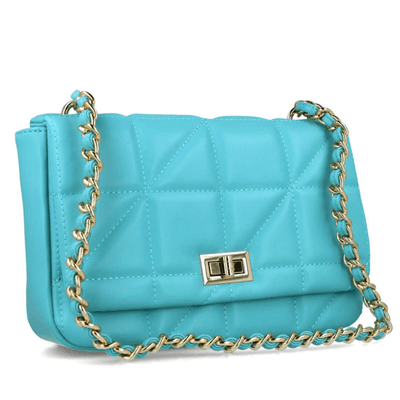 Womens Menbur Hydra Turquoise Quilted Gold Chain Handbag - Blue