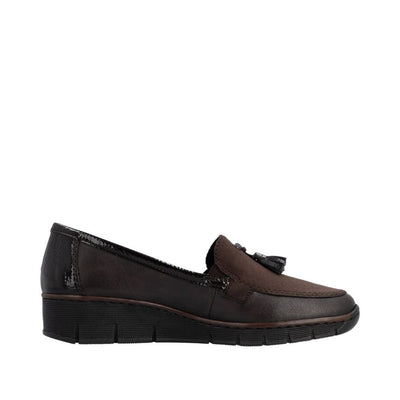 Womens Rieker 53771 Wedged Loafers - Mocha