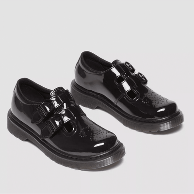 Infant Dr Martens 8065 Double Velcro Buckle - Black Patent