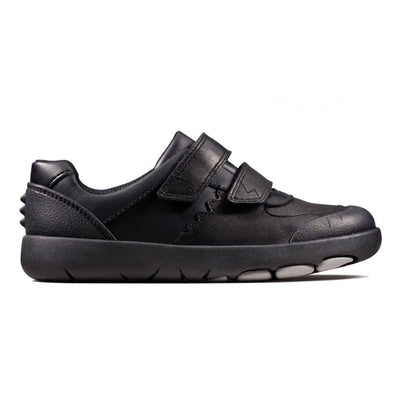 Infant Clarks Boys Rex Pace - Black Leather - Black