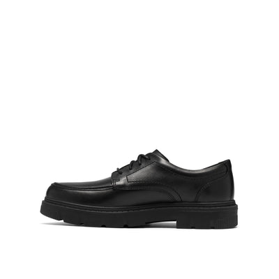 Boys Clarks Lorcam Lane Youth Black School Shoes - Black