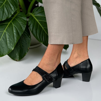 Womens Jana 24465 Black Mary Jane Heels - Black
