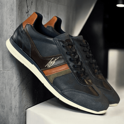 Mens Lloyd and Pryce Gallo Navy Leather Trainers - Navy