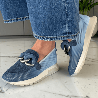Womens Hispanitas 264834 Blue Fade Mesh Sporty Loafers - Jeans