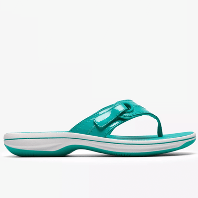 Womens Clarks Brinkley Reyna Toe Post Flip Flops - Jade Green