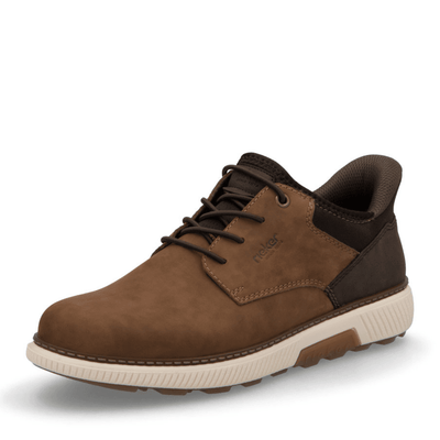 Mens Rieker B3357 Brown Slip In Elasticated Lace Shoes - Brown