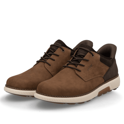 Mens Rieker B3357 Brown Slip In Elasticated Lace Shoes - Brown
