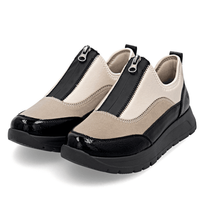 Womens Remonte D2V01 Mix Zip Front Platform Shoes - Soraya-Beige