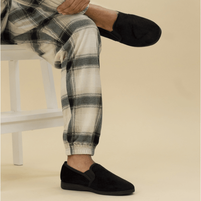 Lazy Dogz Mens Tamar Velvet Slippers - Black