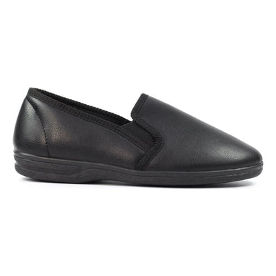 Mens Lazy Dogz Trent II Faux Leather Slippers - Black