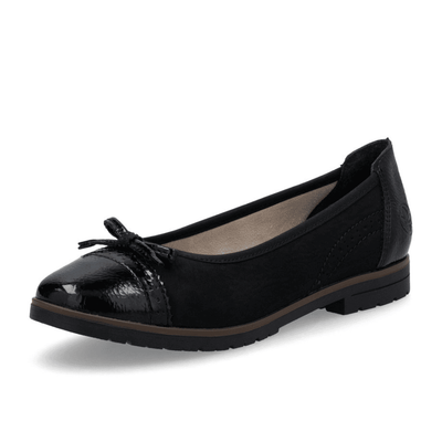 Womens Rieker 45358 Black Suede Ballerina Pumps - Black