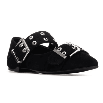 Womens Refresh 175091 Buckle Ballerina Pumps - Black
