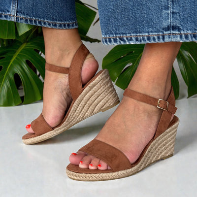 Womens Tamaris 28300 Cognac Wedge Sandals - Cognac