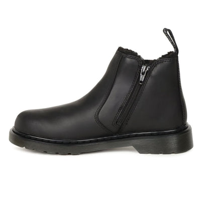 Junior Dr Martens Kids 2976 Leonore Fur Lined Chelsea Boots - Black