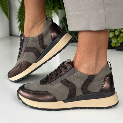 Womens Caprice 23774 Taupe Combi Trainers - Taupe Combi