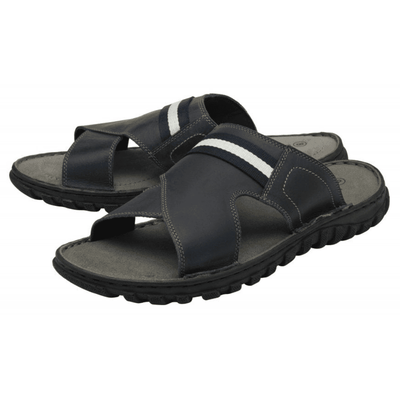 Lotus Mens Bastion Navy Leather Mules - Navy