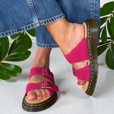 Womens Dr Martens Josef Buckle Mule Sandals - Pink