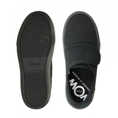 Junior Kids Clarks Hopper Run Black Fabric - Black