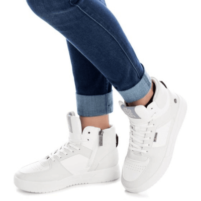 Womens Refresh White & Grey High Top Trainers - White