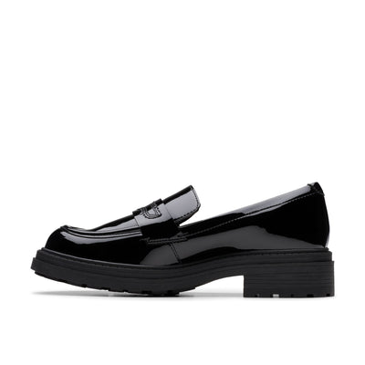 Girls Clarks Orinoco3 Edge School Shoes - Black Patent