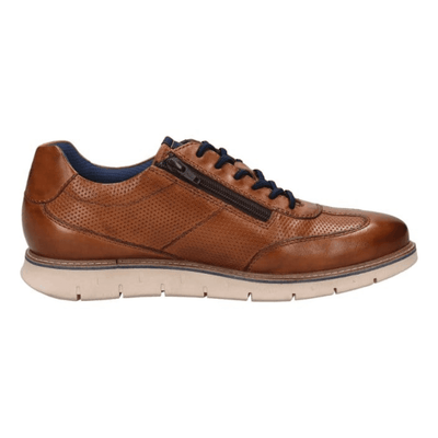 Bugatti Mens ARY01 Cognac Perforated Side Zip Trainers - Cognac
