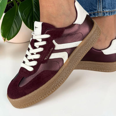 Womens Tamaris 23723 Laced Trainers - Bordeaux Metallic