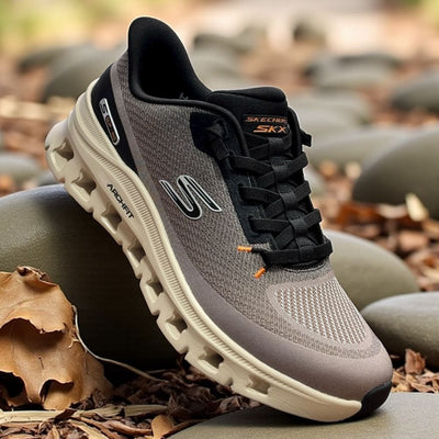 Mens Skechers Slip Ins: Arch Fit Glide Step Trainers - Taupe